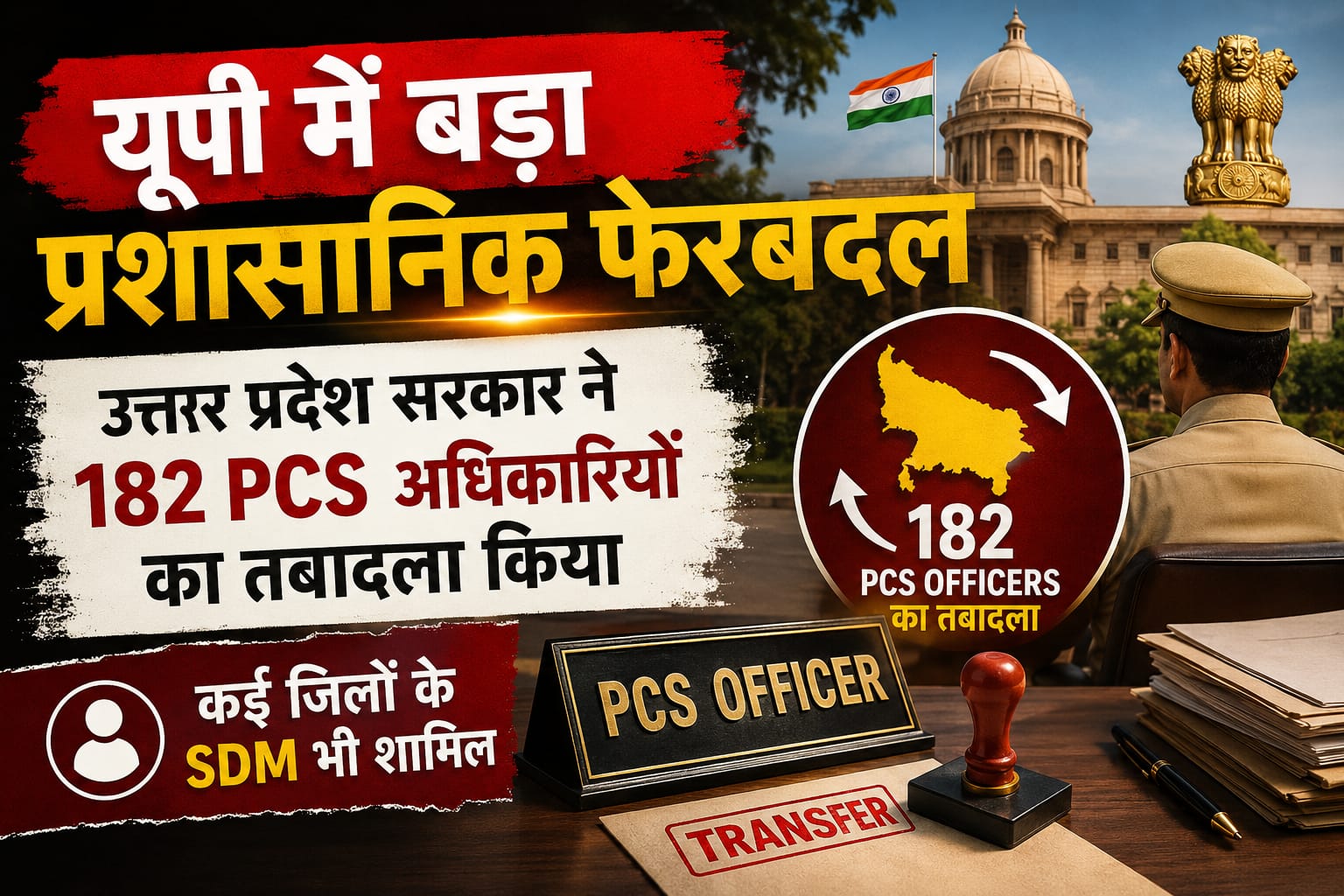 उत्तर प्रदेश में प्रशासनिक व्यवस्था को नई दिशा, 182 पीसीएस अधिकारियों के तबादले